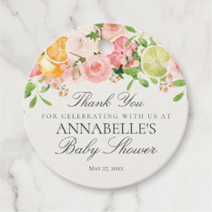 Etiquetas Para Recuerdos Pastel Citrus Floral Cutie Baby Shower Favor