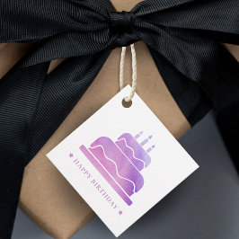 Etiquetas Para Recuerdos Pastel de cumpleaños Rosa y Morado Feliz Desde