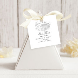 Etiquetas Para Recuerdos Pastel Floral Esbozado Vintage Guardar La Fecha