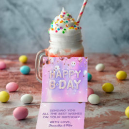 Etiquetas Para Recuerdos Pastel Moderno Glam Globos de moda Feliz cumpleaño