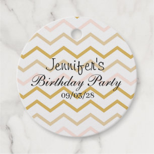 Etiquetas Para Recuerdos Pastel Peach y Gold Zig Zag