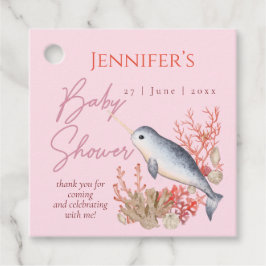 Etiquetas Para Recuerdos Pastel Pink ocean Narwhal conchas Baby Shower