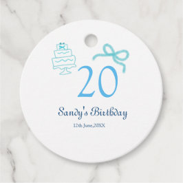Etiquetas Para Recuerdos Pastel retro nombre fecha torta lazo azul cumpleañ