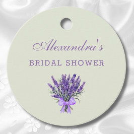 Etiquetas Para Recuerdos Pastel Verde Floral Bow Lavender Ducha de novia