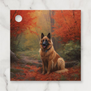 Etiquetas Para Recuerdos Pastor Belga en Otoño Hojas Caídas Inspiran