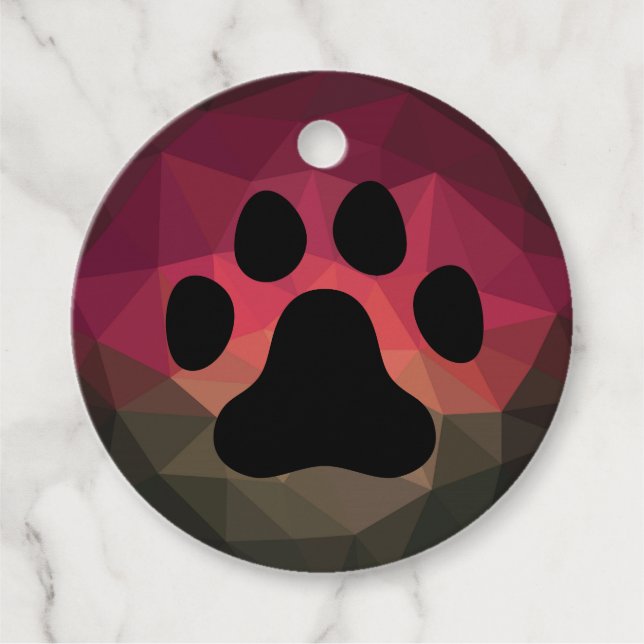 Etiquetas Para Recuerdos Pata mascota en fondo de colores oscuros y oscuros (Anverso)