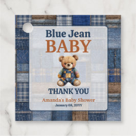 Etiquetas Para Recuerdos Patchwork Western Denim Bear Blue Jean Baby Shower