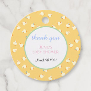 Etiquetas Para Recuerdos Patos Ilustrados a Mano para Baby Shower Amarillo 