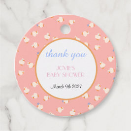 Etiquetas Para Recuerdos Patos Ilustrados a Mano para Baby Shower Rosa de N