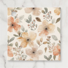 Patrón Botánico de Acuarela Floral Melocotón Beige