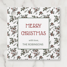 Etiquetas Para Recuerdos Patrón Botánico de Berries para los Navidades de H