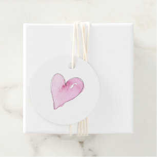 Etiquetas Para Recuerdos Patrón cardíaco rosado acuarela dulce amor eterno