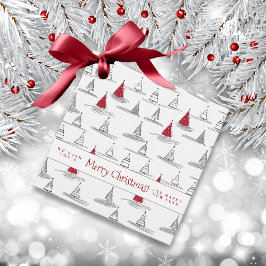 Etiquetas Para Recuerdos Patrón de árbol de Navidad rojo#5 ID1009