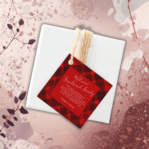 Etiquetas Para Recuerdos patrón de boda de tartán celta negro rojo