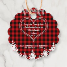 Patrón de búfalo rojo Biblia contra Navidades Pine