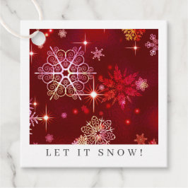 Etiquetas Para Recuerdos Patrón de copos de nieve más bonito rojo ID846