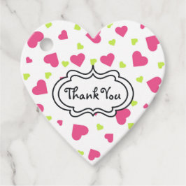 Etiquetas Para Recuerdos Patrón de corazones tumultuosos verde y rosado lin