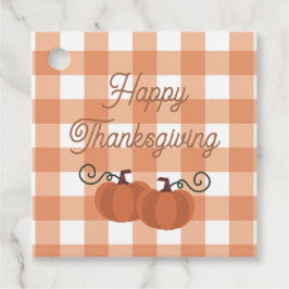 Etiquetas Para Recuerdos Patrón de Cuadrícula Gingham de Otoño Naranja