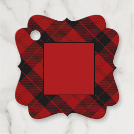 Etiquetas Para Recuerdos Patrón de cuadros de Navidad Plaid de Búfalo Rojo