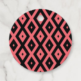 Etiquetas Para Recuerdos Patrón de diamante coral y negro