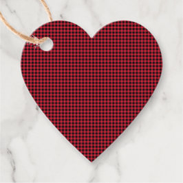 Etiquetas Para Recuerdos Patrón de Gingham de corazón negro rojo