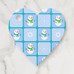 Etiquetas Para Recuerdos Patrón de invierno de snowman y copos de nieve