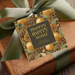 Etiquetas Para Recuerdos Patrón de Navidades de los tonos de la tierra#29 I