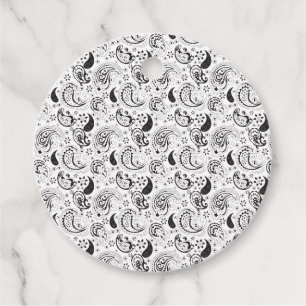 Etiquetas Para Recuerdos Patrón de paisley blanco y negro - Arte textil ele