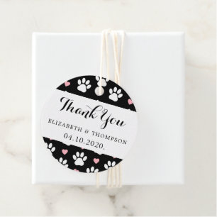 Etiquetas Para Recuerdos Patrón De Patas, Perros, Corazones, Bodas