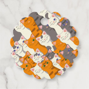 Etiquetas Para Recuerdos Patrón diagonal del gato negro jengibre