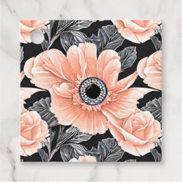 Etiquetas Para Recuerdos Patrón floral de duraznos de luz botánica