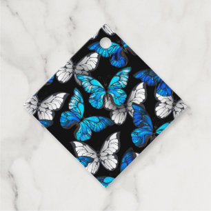 Etiquetas Para Recuerdos Patrón oscuro sin costuras con mariposas azules Mo
