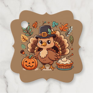 Etiquetas Para Recuerdos Pavo y calabaza Personalizado lindo Día de Acción