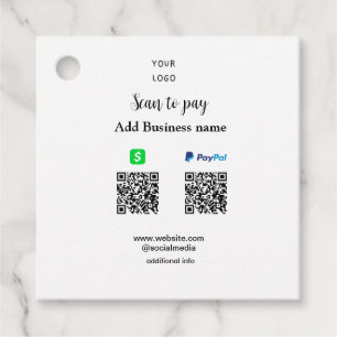 Etiquetas Para Recuerdos Paypal Cashapp scan para pagar QR añadir nombre de
