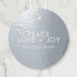 Etiquetas Para Recuerdos Paz Amor Alegría Elegante Círculo de Navidad Plata