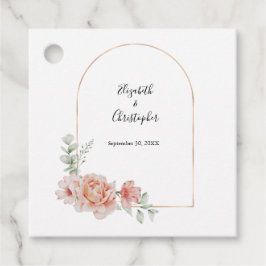 Etiquetas Para Recuerdos Peach Floral Trendy Arch Greenery Boda moderno
