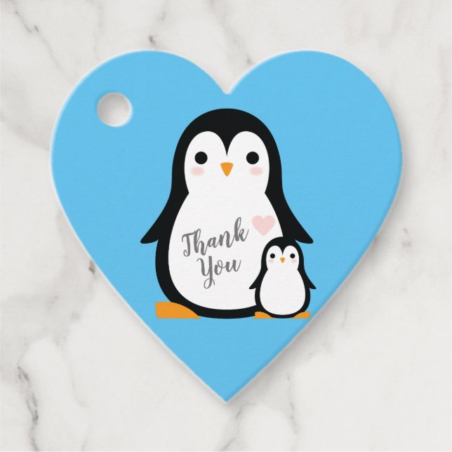 Etiquetas Para Recuerdos Penguin Baby Shower (Anverso)
