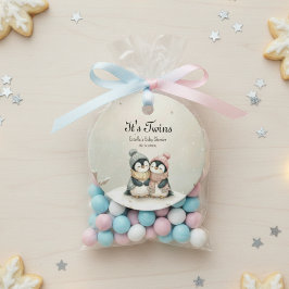 Etiquetas Para Recuerdos Penguin Its Twins Winter Baby Shower Neutral