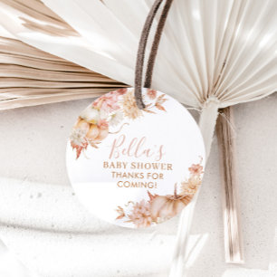 Etiquetas Para Recuerdos Pequeña Calabaza Baby Shower Caer Favor Floral Ros