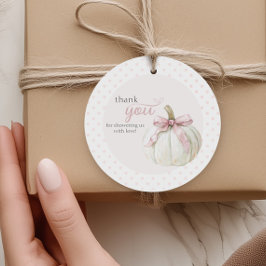 Etiquetas Para Recuerdos Pequeña Calabaza Blanca Pink Polka Dots Gracias