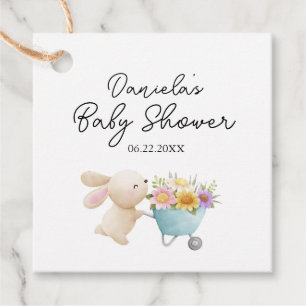 Etiquetas Para Recuerdos Pequeño conejito simple lindo Wildflowers Baby Sho