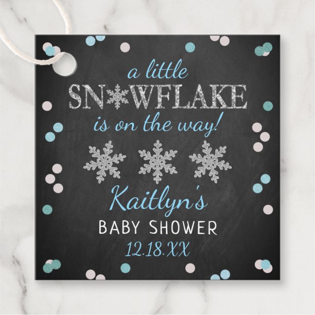 Etiquetas Para Recuerdos Pequeños niños con copo de nieve en Baby Shower (Anverso)