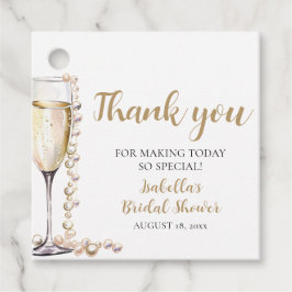 Etiquetas Para Recuerdos Perlas de oro elegantes y ducha de novia Prosecco