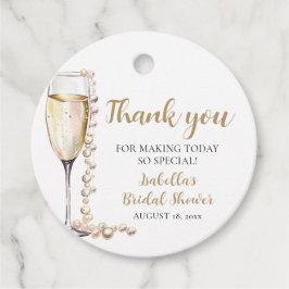Etiquetas Para Recuerdos Perlas de oro elegantes y ducha de novia Prosecco