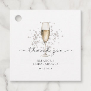 Etiquetas Para Recuerdos Perlas doradas elegantes y Brindis nupcial de Pros
