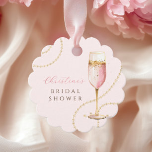 Etiquetas Para Recuerdos Perlas Prosecco Oro Rosa Bridal Shower