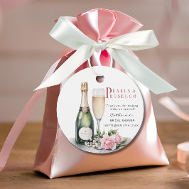 Etiquetas Para Recuerdos Perlas y Prosecco Floral Elegante Desayuno Nupcial
