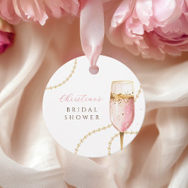 Etiquetas Para Recuerdos Perlas y Prosecco Rosa Dorado Despedida de Soltera