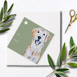 Etiquetas Para Recuerdos Perrito Retriever Dorado Acuarela Regalo De/Para