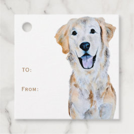 Etiquetas Para Recuerdos Perrito Retriever Dorado Acuarela Regalo De/Para